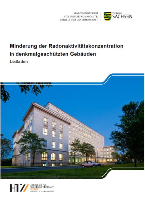 Cover des Leitfaden. Zu sehen ist der Titel der Veröffentlichung. Als Grafik ist eine Abendaufnahme des Hauptgebäudes der Hochschule für Technik und Wirtschaft in dresden mit erleuchteten Fenstern zu sehen